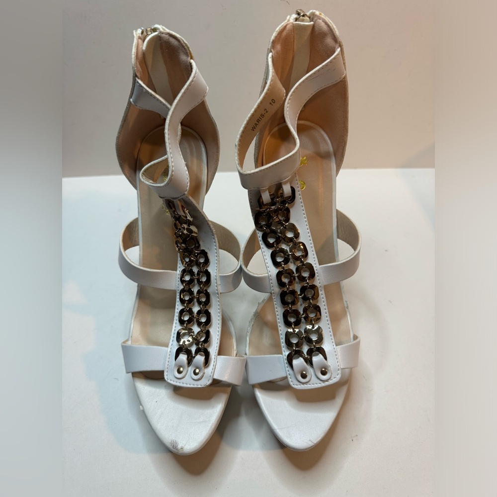 Womens Queen Chateau White Stiletto Heels Size 10